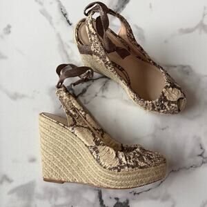 NEW Coach Maritza Snakeskin Leather Espadrille Wedges Size 7